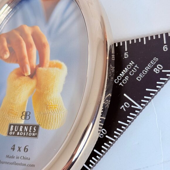 Burnes Of Boston Picture Frame Oval Sleek Silver Plated Photo 4" X 6" Bunny Baby - Picture 10 of 14